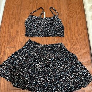 Blush Black and Cream boho cottagecore Patterned Skirt Set women’s Large